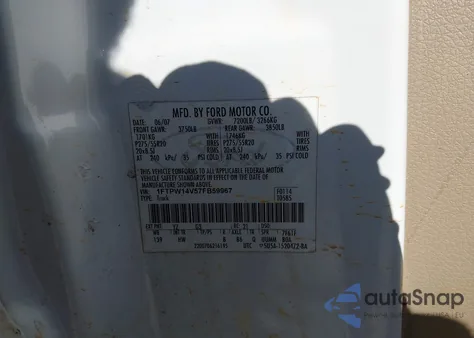 2007 Ford F-150 Fx4/Lariat/Xlt from USA, damaged, VIN 1FTPW14V57FB59967